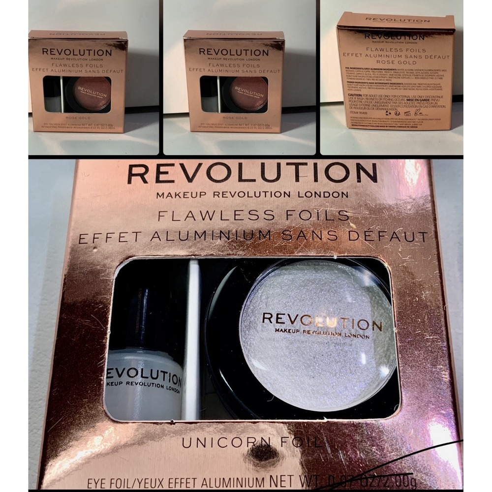 Lot 2 Makeup Revolution Flawless Foils Eyeshadow  # Rose Gold &Unicorn Foil‎
